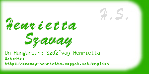 henrietta szavay business card